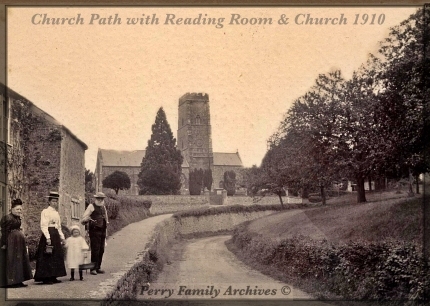 1910 showing folk on Church Path - Dowlish Wake