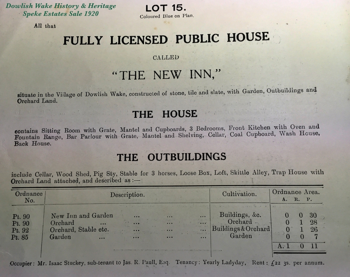 Descriptive Sale Publication of Lot 15 -New Inn- 1920.