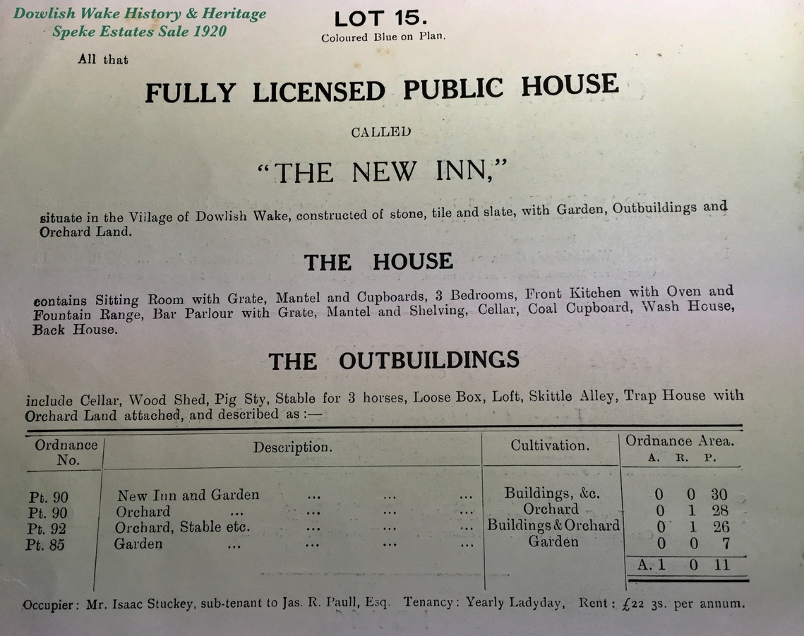 Descriptive Sale Publication of Lot 15 -New Inn- 1920.
