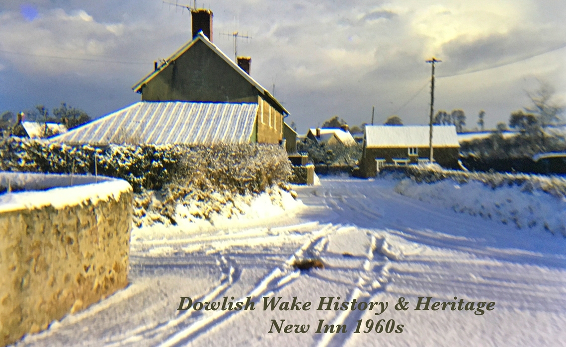 Snowy Cudworth Lane, New Inn Car Park and Trap House on the right.