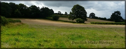 Shudrick Valley and Pretwood Hill fields near Cross