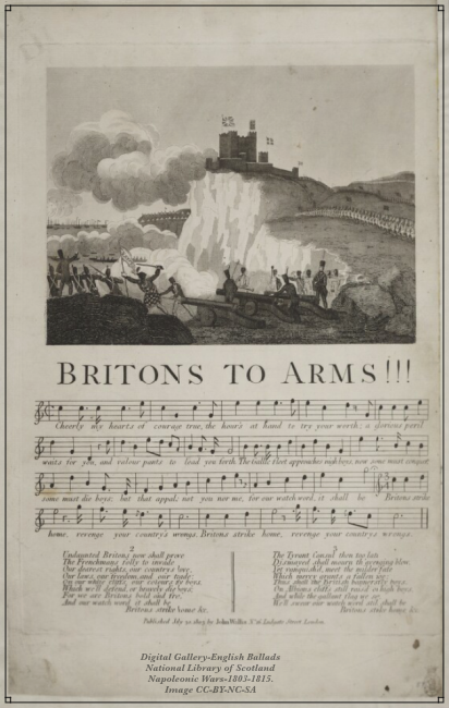 Patriotic song popular at the time of Napoleonic Wars 1803-1815. With threat of invasion.