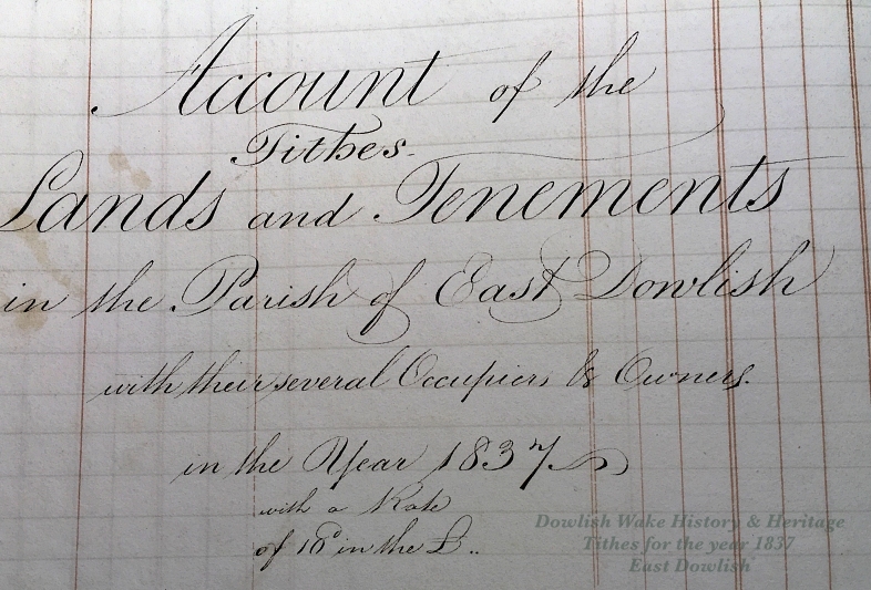 1837 Tithe details for East Dowlish