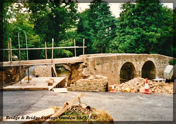 Work on Packhorse Bridge Near Bridge Cottage Garden